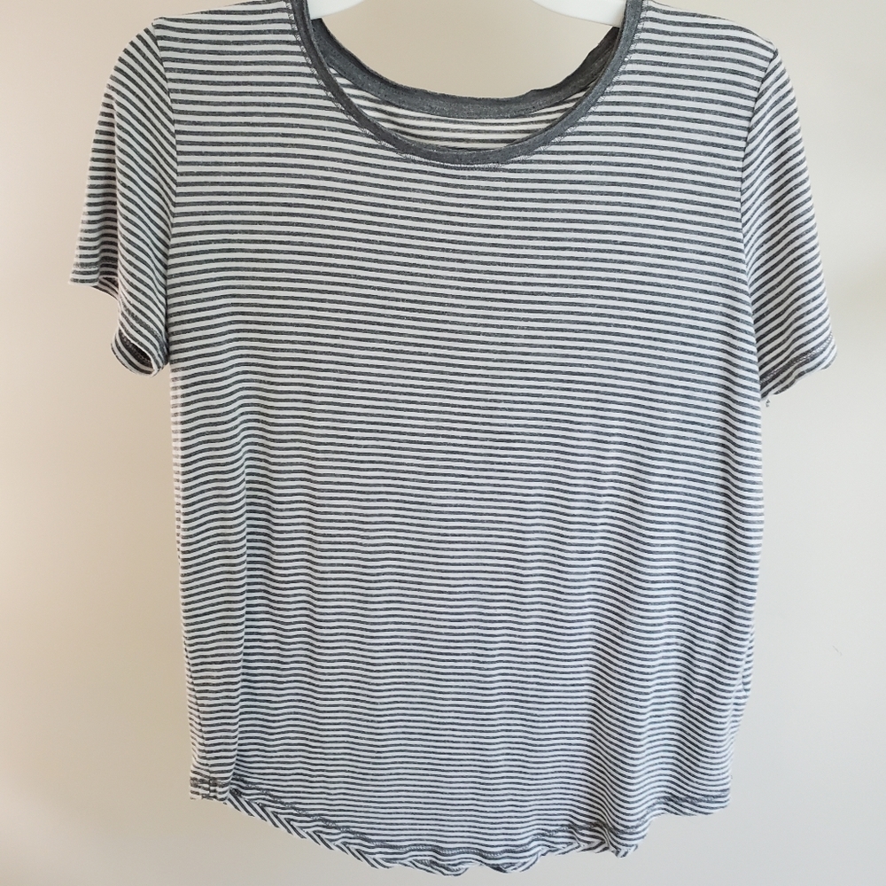 Grey and white striped shirt